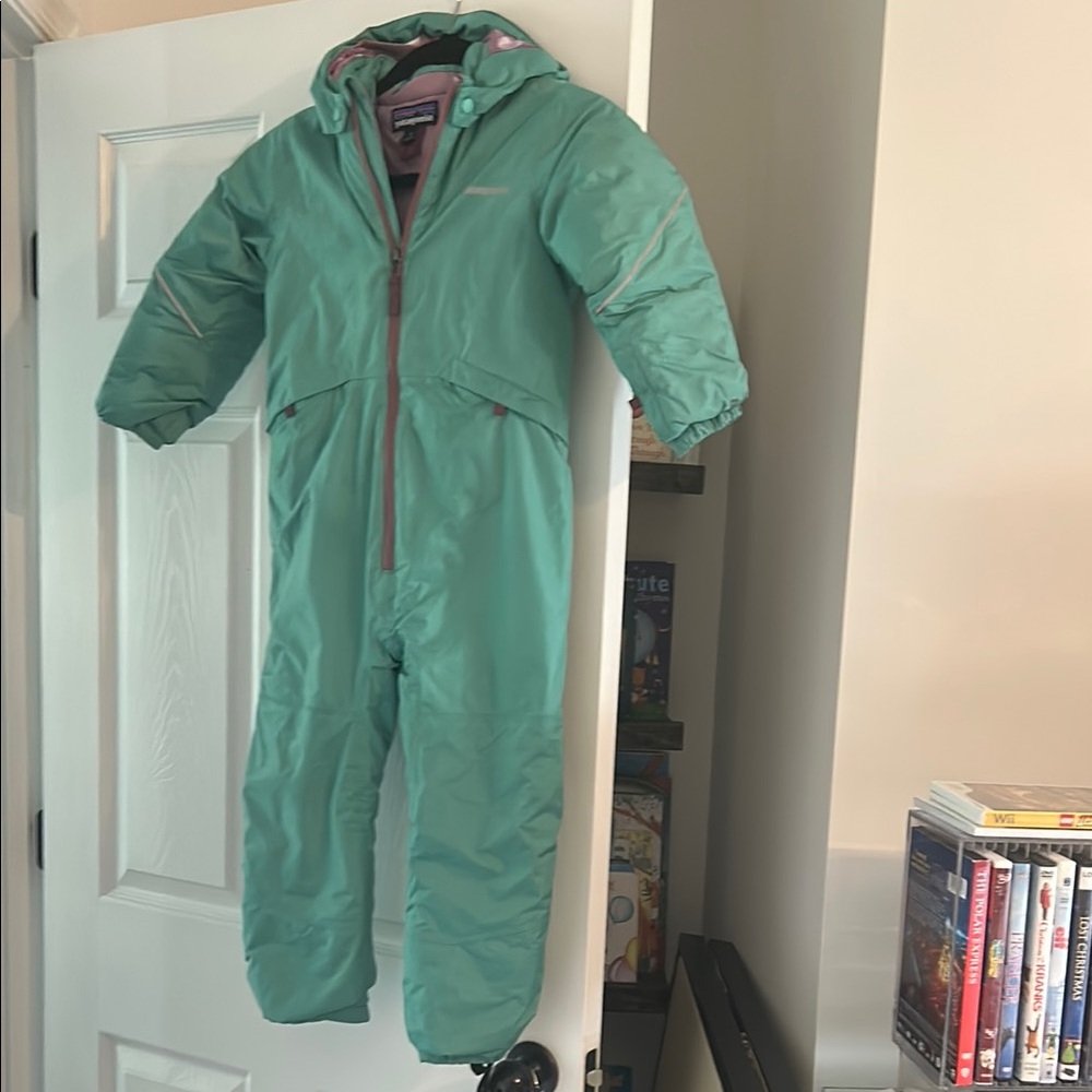 Kids Mint Green One-Piece Snowsuit - Lightweight Insulated